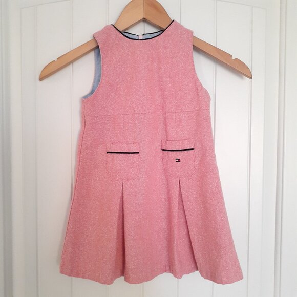 Vintage Tommy Hilfiger Wool-Blend Tweed Sleeveless Dress Pink Size 3T - Picture 1 of 8